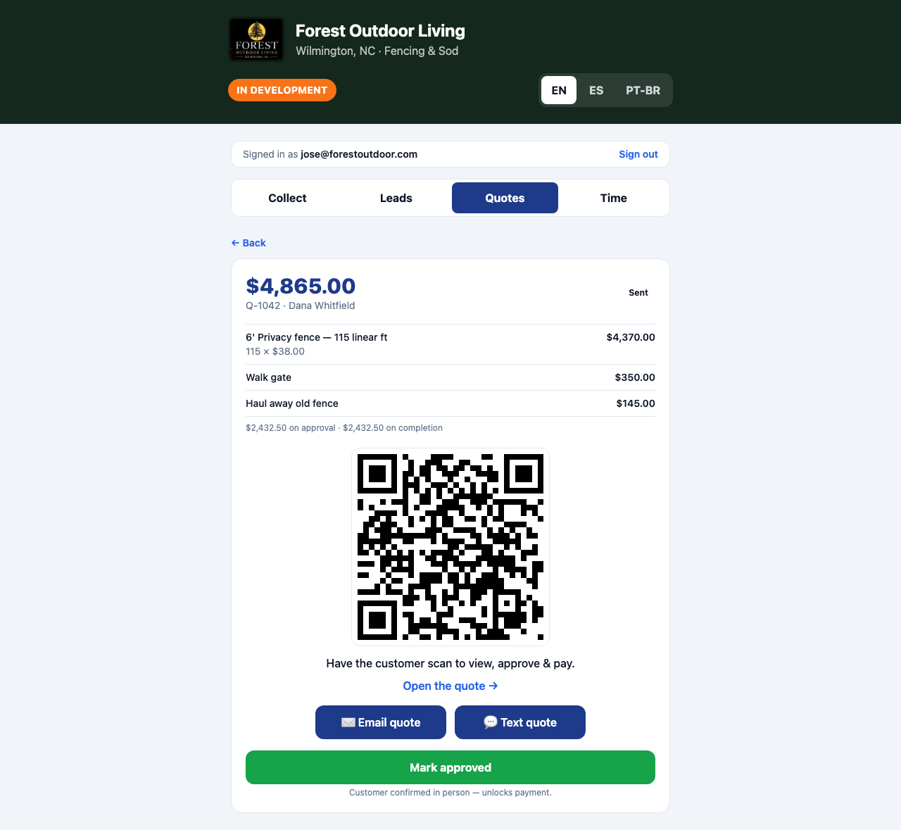 Present, text, email — then collect