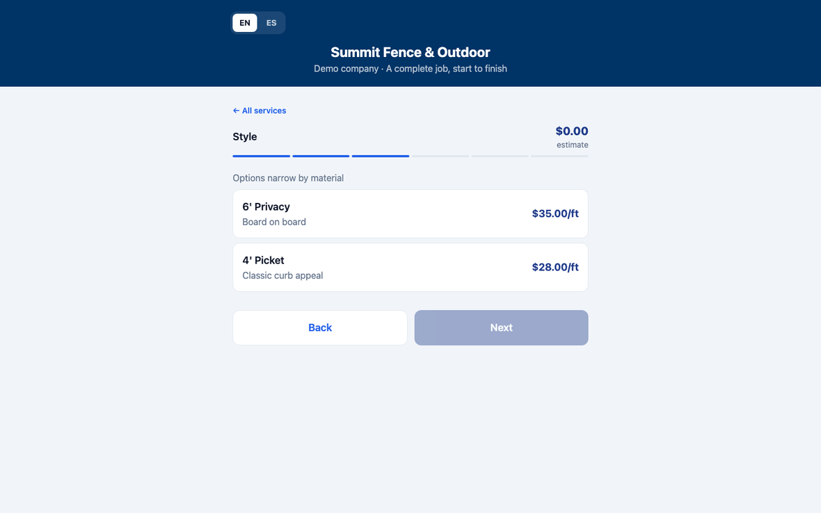 The estimate is built with the customer, not for her