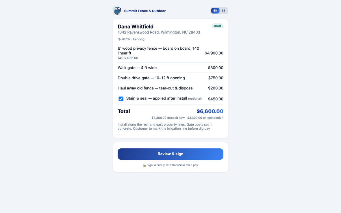 Collect the deposit